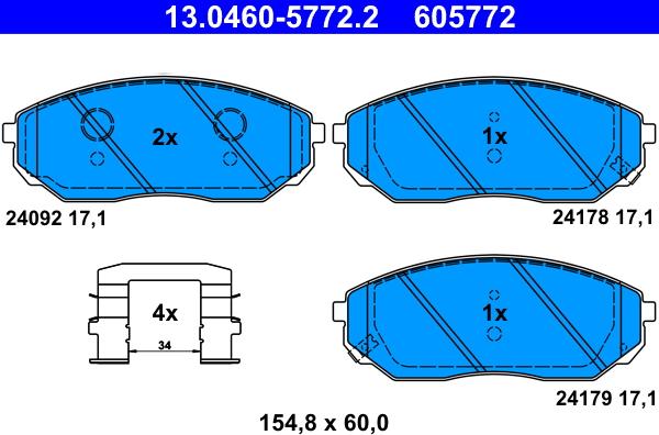 ATE 13.0460-5772.2 - Bremžu uzliku kompl., Disku bremzes www.autospares.lv