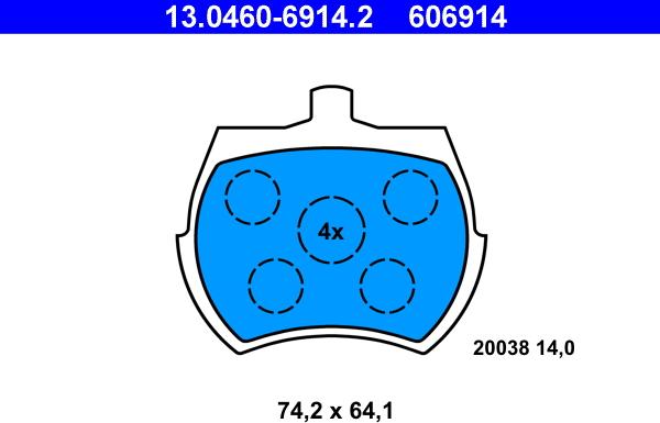 ATE 13.0460-6914.2 - Bremžu uzliku kompl., Disku bremzes www.autospares.lv