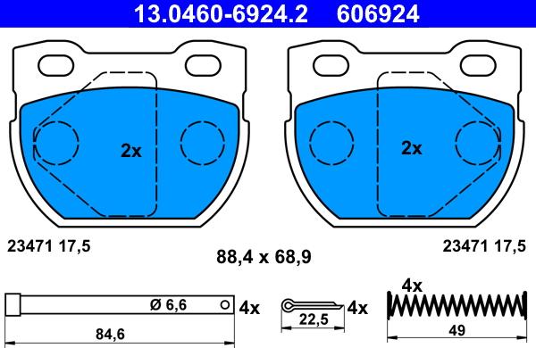 ATE 13.0460-6924.2 - Bremžu uzliku kompl., Disku bremzes www.autospares.lv