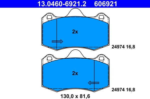 ATE 13.0460-6921.2 - Bremžu uzliku kompl., Disku bremzes autospares.lv