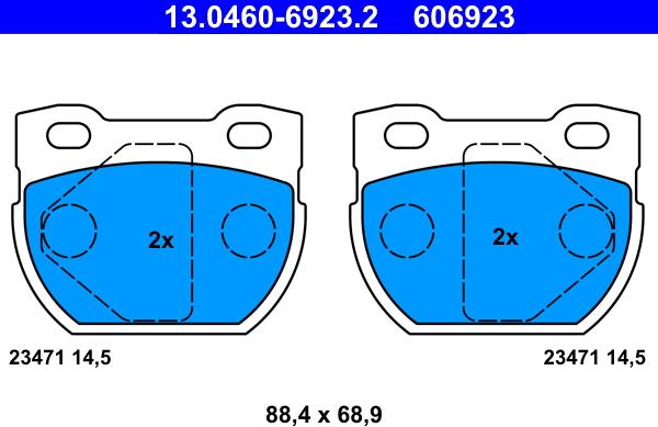 ATE 13.0460-6923.2 - Bremžu uzliku kompl., Disku bremzes www.autospares.lv