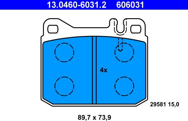 ATE 13.0460-6031.2 - Bremžu uzliku kompl., Disku bremzes autospares.lv