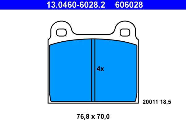 ATE 13.0460-6028.2 - Bremžu uzliku kompl., Disku bremzes www.autospares.lv