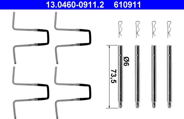 ATE 13.0460-0911.2 - Комплектующие для колодок дискового тормоза www.autospares.lv