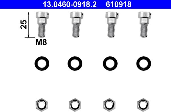 ATE 13.0460-0918.2 - Piederumu komplekts, Disku bremžu uzlikas www.autospares.lv