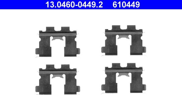 ATE 13.0460-0449.2 - Piederumu komplekts, Disku bremžu uzlikas www.autospares.lv