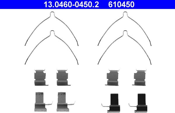 ATE 13.0460-0450.2 - Piederumu komplekts, Disku bremžu uzlikas www.autospares.lv