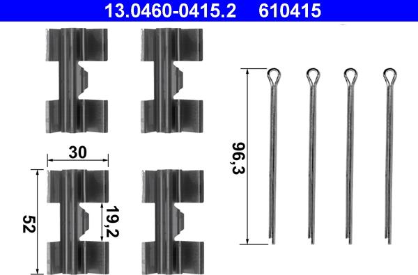 ATE 13.0460-0415.2 - Piederumu komplekts, Disku bremžu uzlikas www.autospares.lv