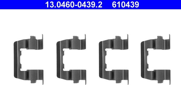 ATE 13.0460-0439.2 - Piederumu komplekts, Disku bremžu uzlikas www.autospares.lv