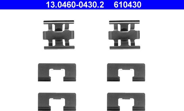 ATE 13.0460-0430.2 - Piederumu komplekts, Disku bremžu uzlikas www.autospares.lv