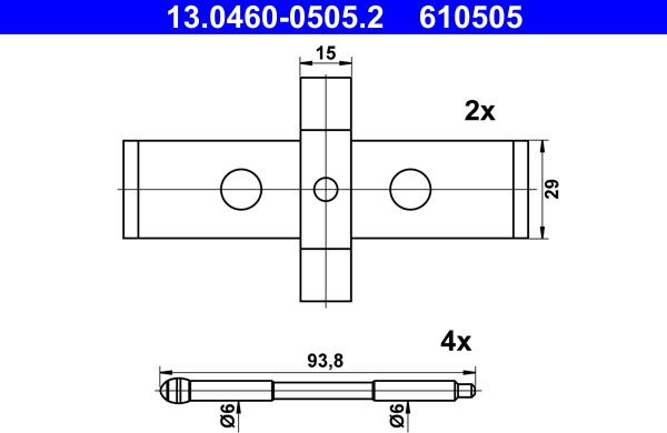 ATE 13.0460-0505.2 - Piederumu komplekts, Disku bremžu uzlikas www.autospares.lv