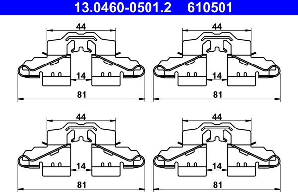 ATE 13.0460-0501.2 - Accessory Kit for disc brake Pads www.autospares.lv