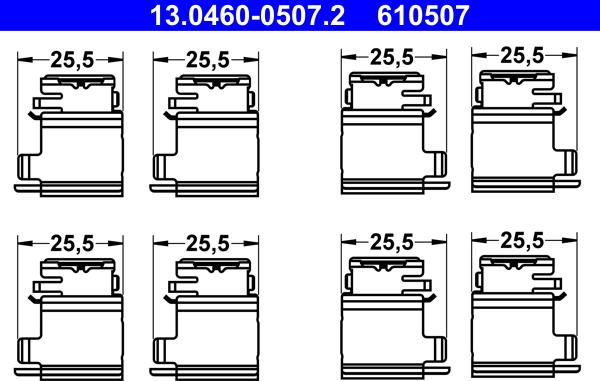 ATE 13.0460-0507.2 - Piederumu komplekts, Disku bremžu uzlikas autospares.lv