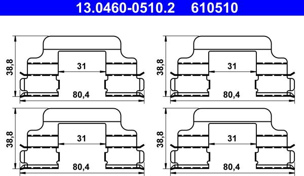 ATE 13.0460-0510.2 - Accessory Kit for disc brake Pads www.autospares.lv