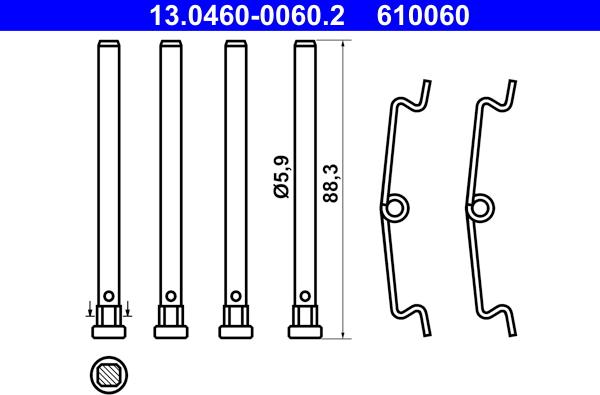 ATE 13.0460-0060.2 - Piederumu komplekts, Disku bremžu uzlikas www.autospares.lv