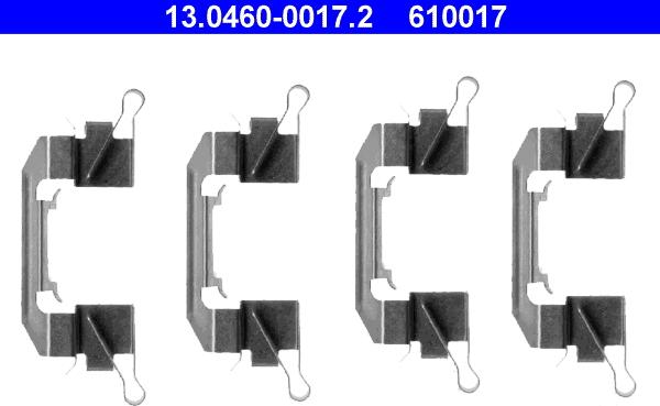 ATE 13.0460-0017.2 - Piederumu komplekts, Disku bremžu uzlikas www.autospares.lv