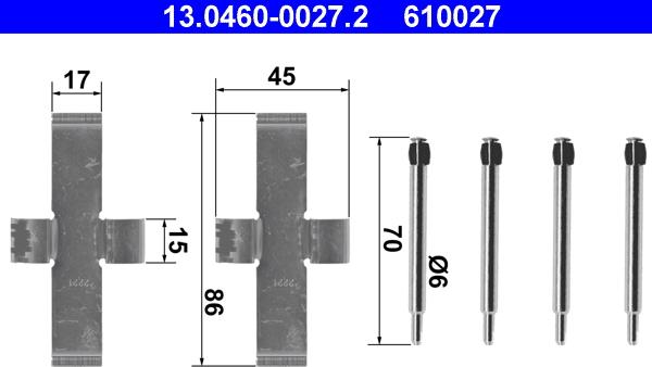 ATE 13.0460-0027.2 - Комплектующие для колодок дискового тормоза www.autospares.lv