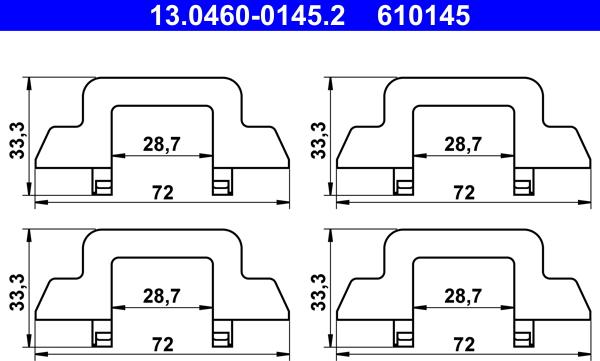 ATE 13.0460-0145.2 - Piederumu komplekts, Disku bremžu uzlikas www.autospares.lv