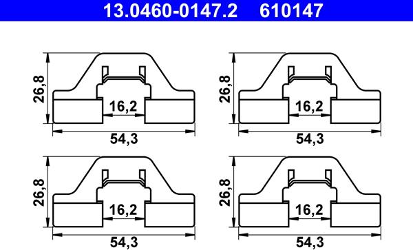 ATE 13.0460-0147.2 - Piederumu komplekts, Disku bremžu uzlikas autospares.lv