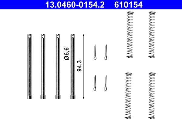 ATE 13.0460-0154.2 - Piederumu komplekts, Disku bremžu uzlikas www.autospares.lv