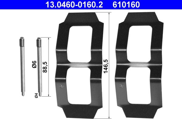 ATE 13.0460-0160.2 - Piederumu komplekts, Disku bremžu uzlikas www.autospares.lv