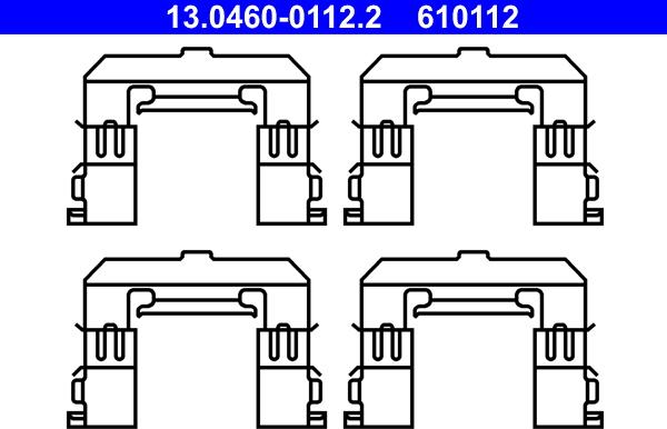 ATE 13.0460-0112.2 - Piederumu komplekts, Disku bremžu uzlikas www.autospares.lv