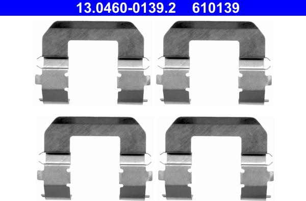 ATE 13.0460-0139.2 - Piederumu komplekts, Disku bremžu uzlikas www.autospares.lv