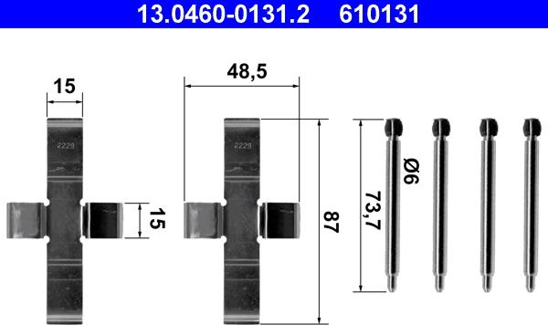 ATE 13.0460-0131.2 - Комплектующие для колодок дискового тормоза www.autospares.lv