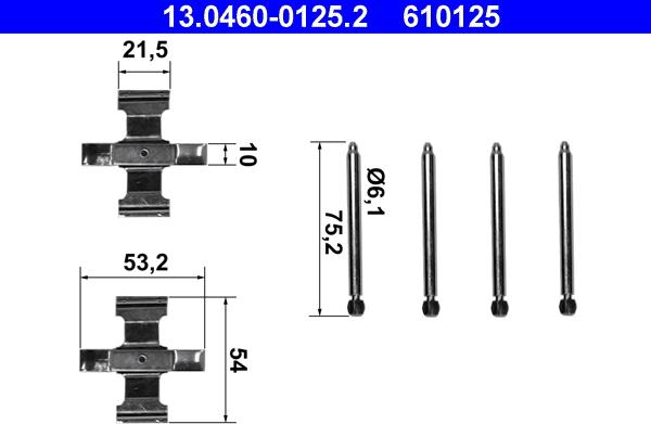 ATE 13.0460-0125.2 - Комплектующие для колодок дискового тормоза www.autospares.lv