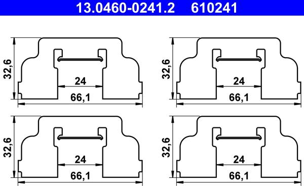 ATE 13.0460-0241.2 - Piederumu komplekts, Disku bremžu uzlikas www.autospares.lv