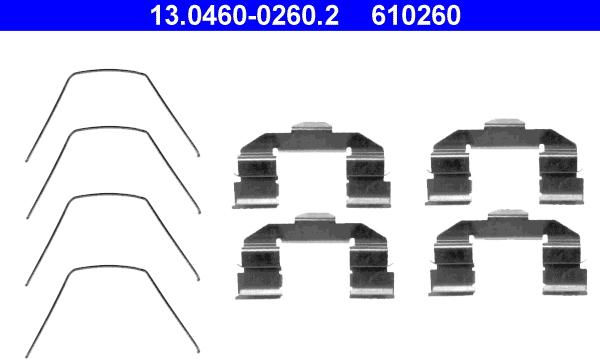 ATE 13.0460-0260.2 - Piederumu komplekts, Disku bremžu uzlikas www.autospares.lv