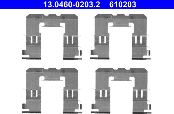 ATE 13.0460-0203.2 - Piederumu komplekts, Disku bremžu uzlikas www.autospares.lv