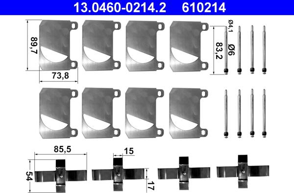 ATE 13.0460-0214.2 - Комплектующие для колодок дискового тормоза www.autospares.lv