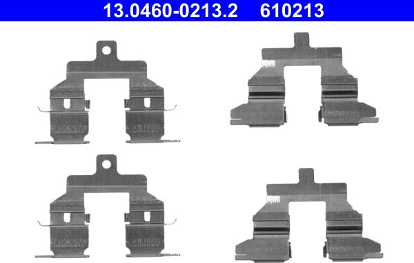 ATE 13.0460-0213.2 - Piederumu komplekts, Disku bremžu uzlikas www.autospares.lv