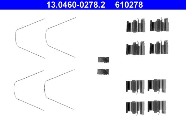 ATE 13.0460-0278.2 - Piederumu komplekts, Disku bremžu uzlikas www.autospares.lv