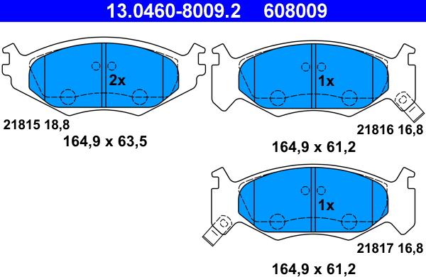 ATE 13.0460-8009.2 - Bremžu uzliku kompl., Disku bremzes www.autospares.lv