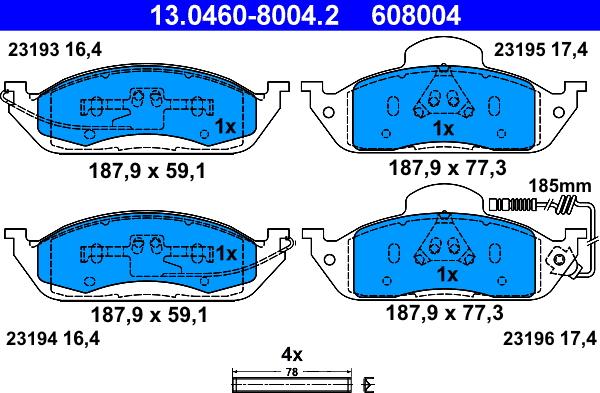 ATE 13.0460-8004.2 - Bremžu uzliku kompl., Disku bremzes www.autospares.lv