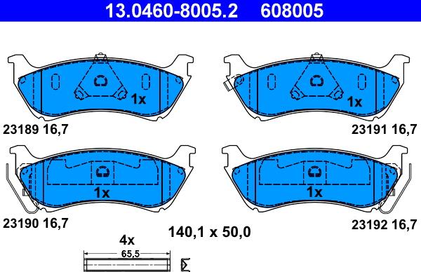 ATE 13.0460-8005.2 - Bremžu uzliku kompl., Disku bremzes www.autospares.lv