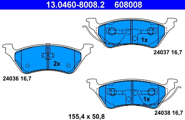 ATE 13.0460-8008.2 - Bremžu uzliku kompl., Disku bremzes www.autospares.lv