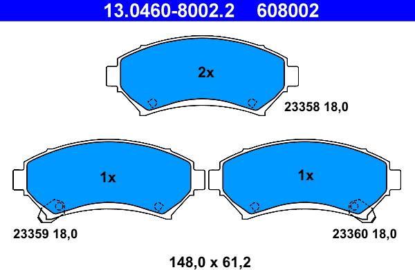 ATE 13.0460-8002.2 - Bremžu uzliku kompl., Disku bremzes www.autospares.lv