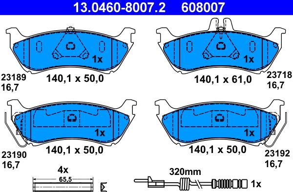 ATE 13.0460-8007.2 - Bremžu uzliku kompl., Disku bremzes www.autospares.lv