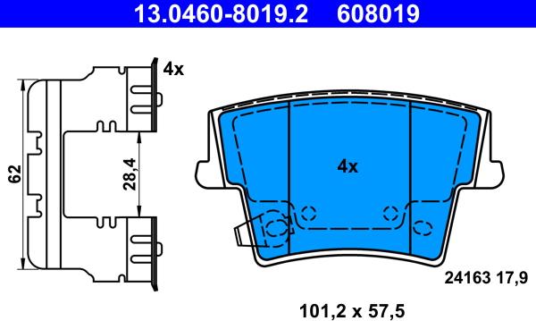 ATE 13.0460-8019.2 - Bremžu uzliku kompl., Disku bremzes www.autospares.lv