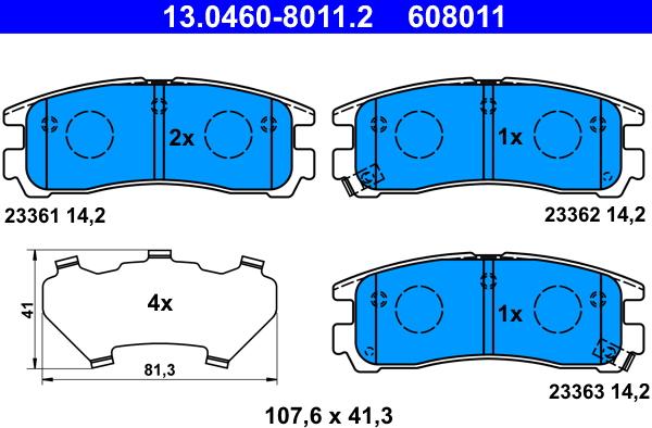 ATE 13.0460-8011.2 - Bremžu uzliku kompl., Disku bremzes www.autospares.lv