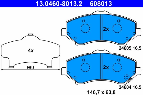 ATE 13.0460-8013.2 - Bremžu uzliku kompl., Disku bremzes www.autospares.lv