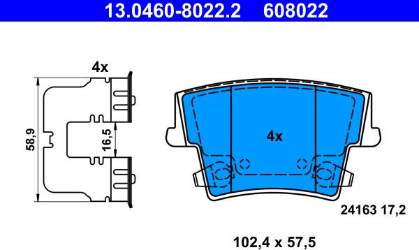 ATE 13.0460-8022.2 - Bremžu uzliku kompl., Disku bremzes www.autospares.lv