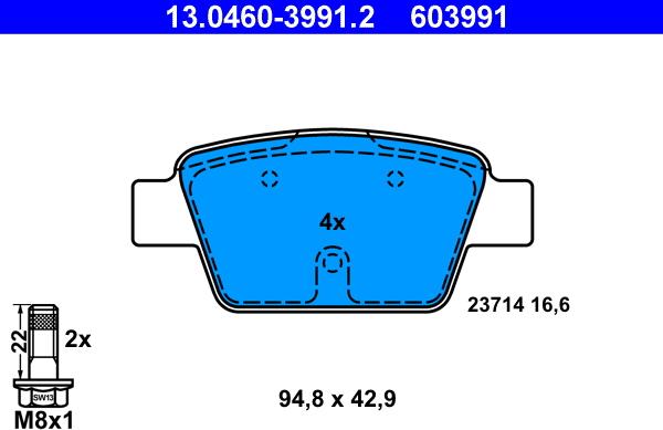 ATE 13.0460-3991.2 - Bremžu uzliku kompl., Disku bremzes www.autospares.lv