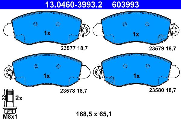 ATE 13.0460-3993.2 - Bremžu uzliku kompl., Disku bremzes autospares.lv