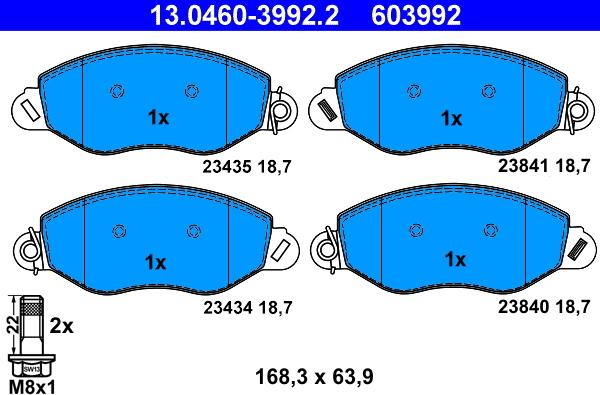 ATE 13.0460-3992.2 - Bremžu uzliku kompl., Disku bremzes autospares.lv