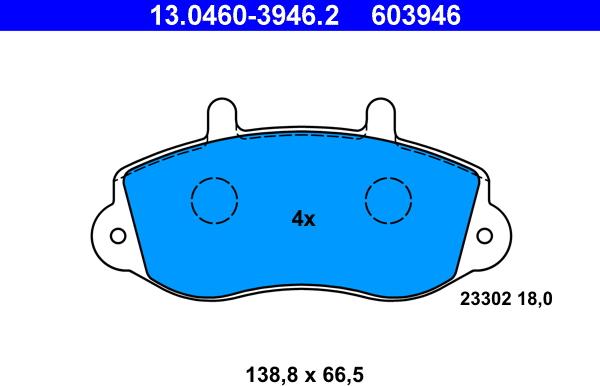 ATE 13.0460-3946.2 - Bremžu uzliku kompl., Disku bremzes www.autospares.lv