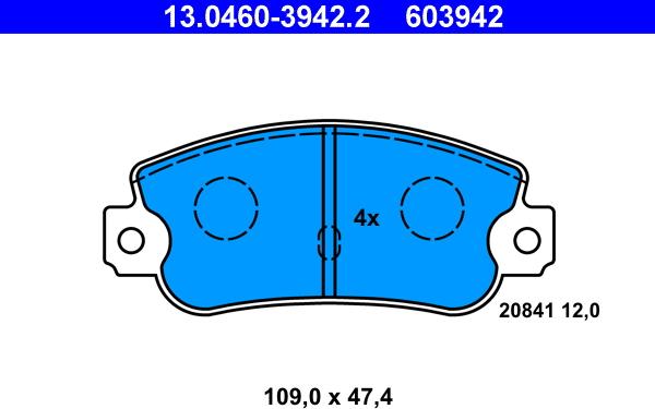 ATE 13.0460-3942.2 - Bremžu uzliku kompl., Disku bremzes autospares.lv